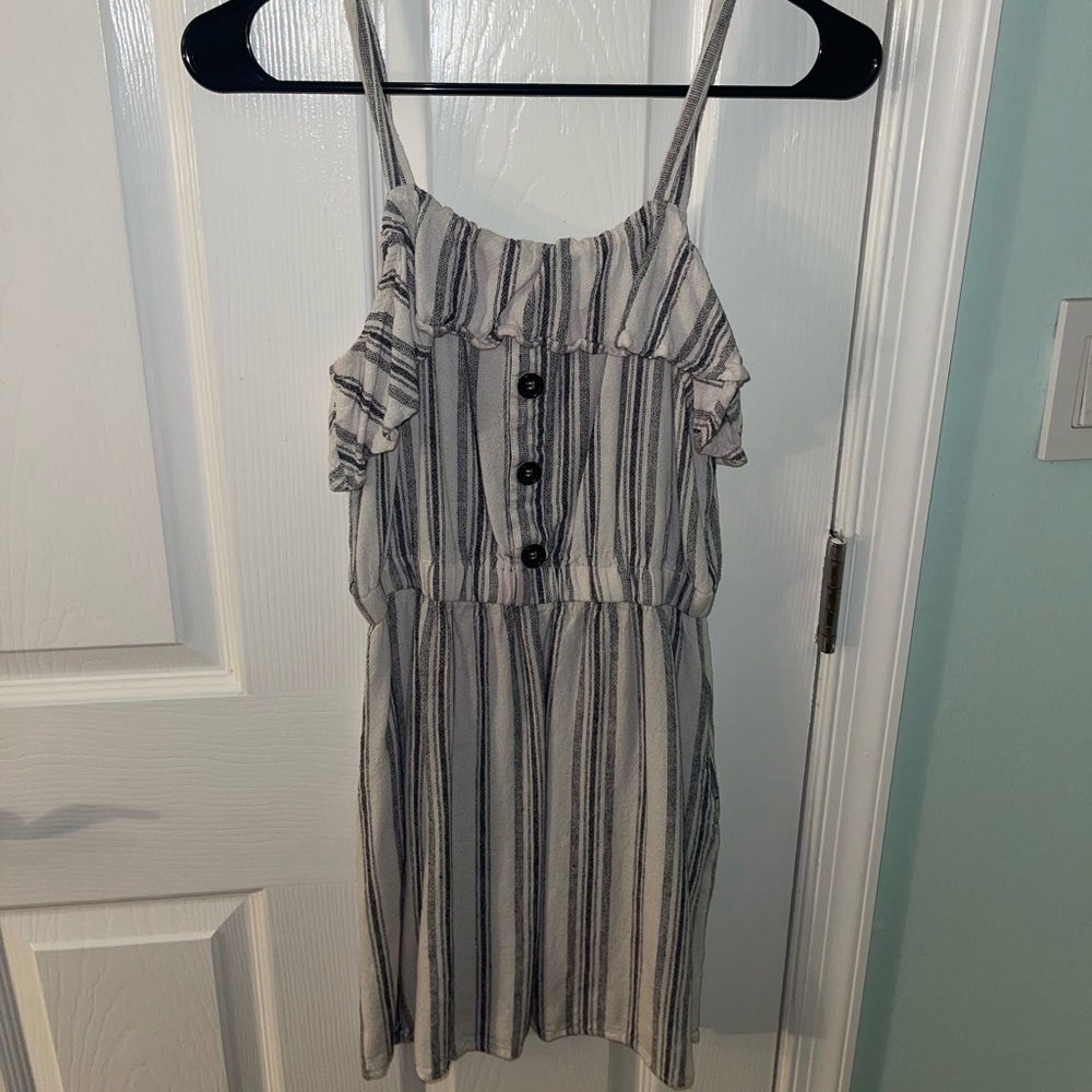 Striped Summer Dress with Off-The-Shoulder Flaps